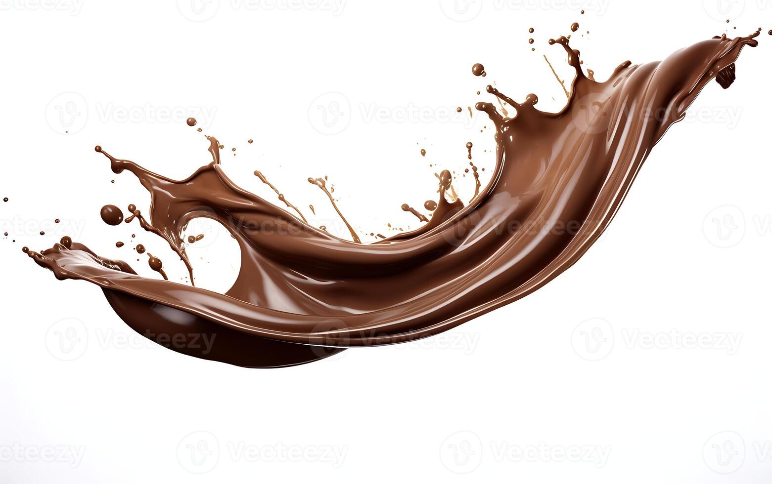 chocolate splash isolated on white background. 3d rendering photo