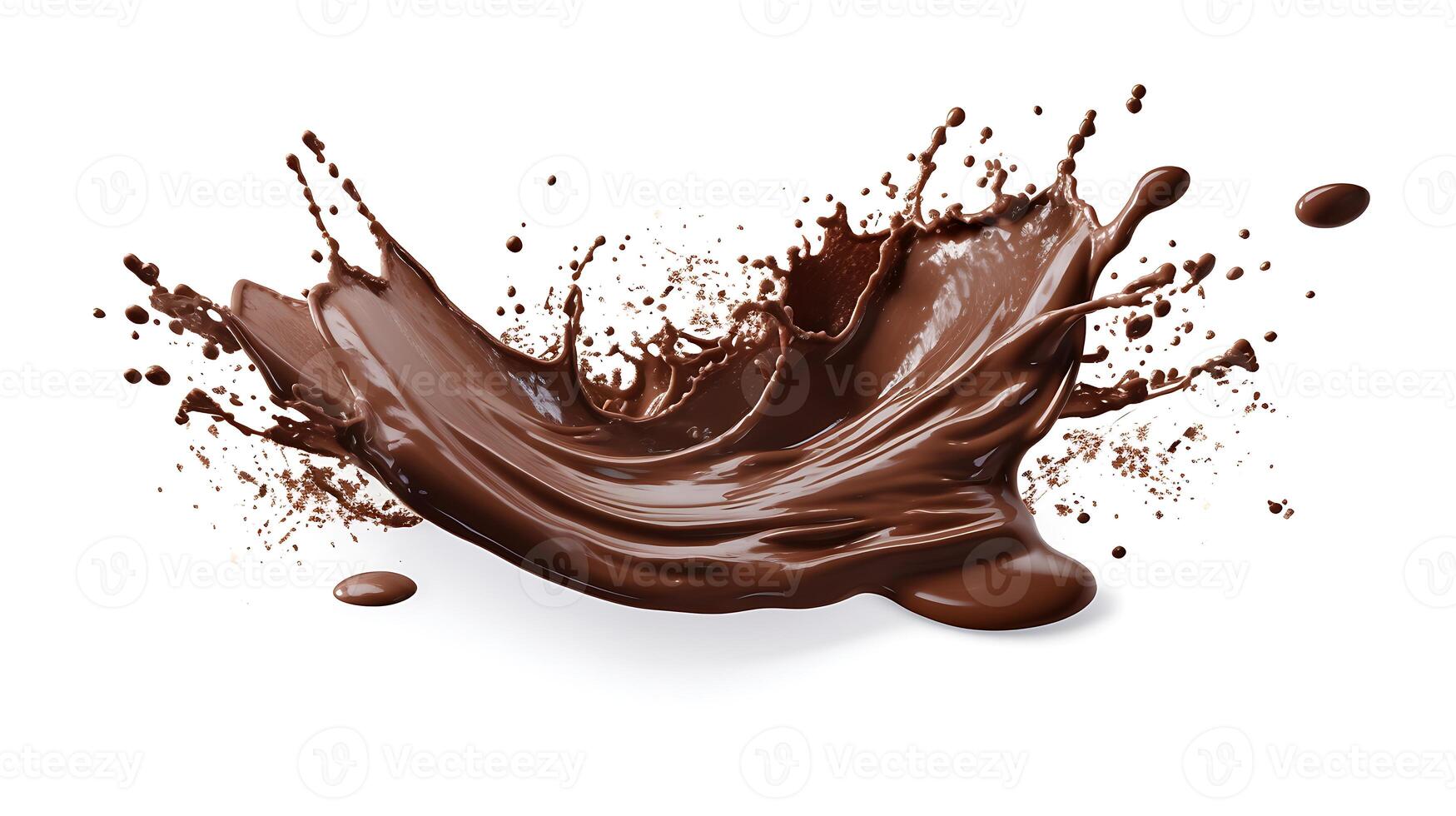 chocolate splash isolated on white background. 3d rendering photo