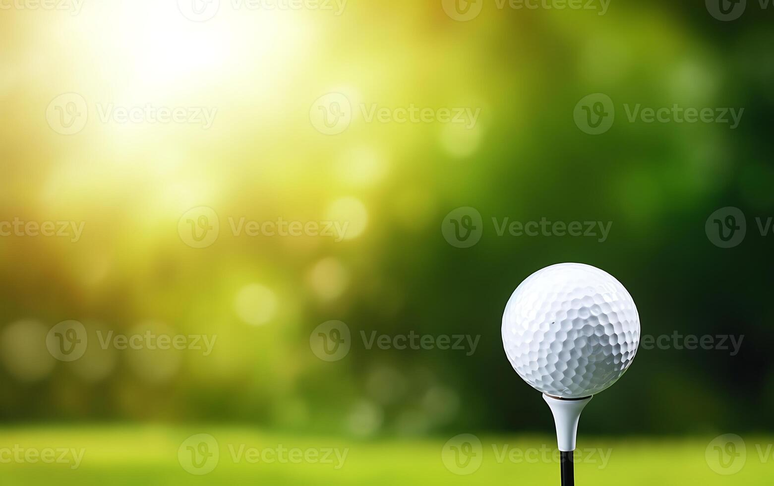 Golf ball on tee with bokeh background photo