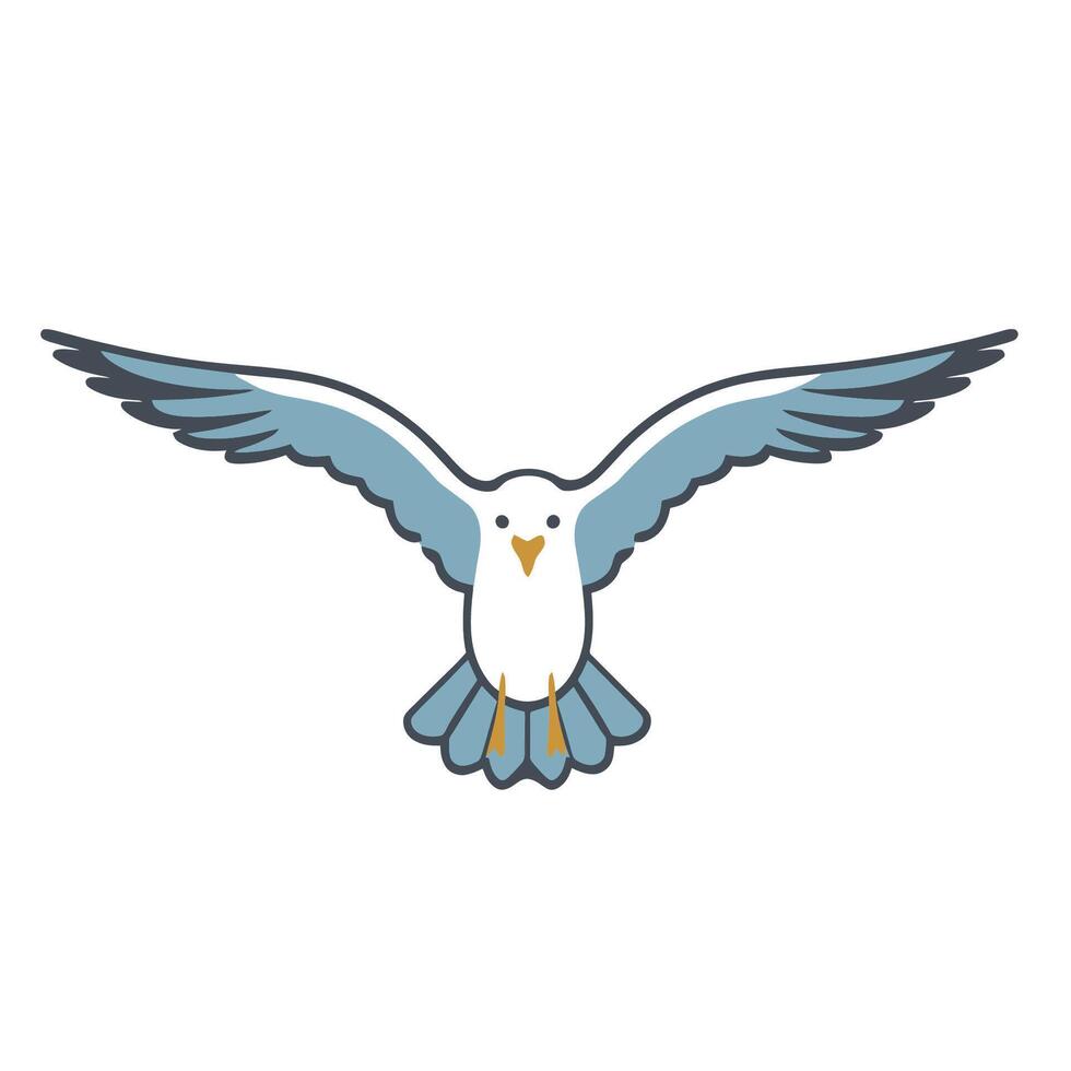 minimalist illustration of a seagull flying vector