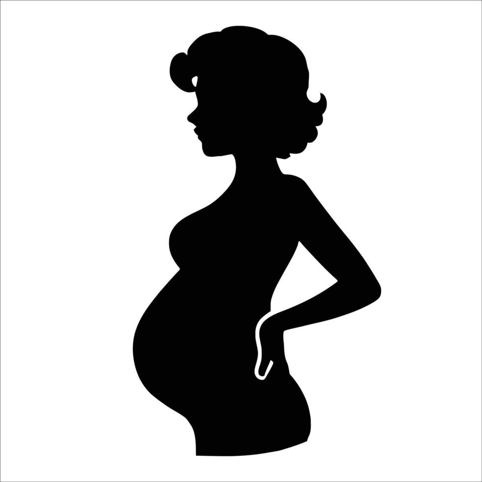 a silhouette of a pregnant woman vector