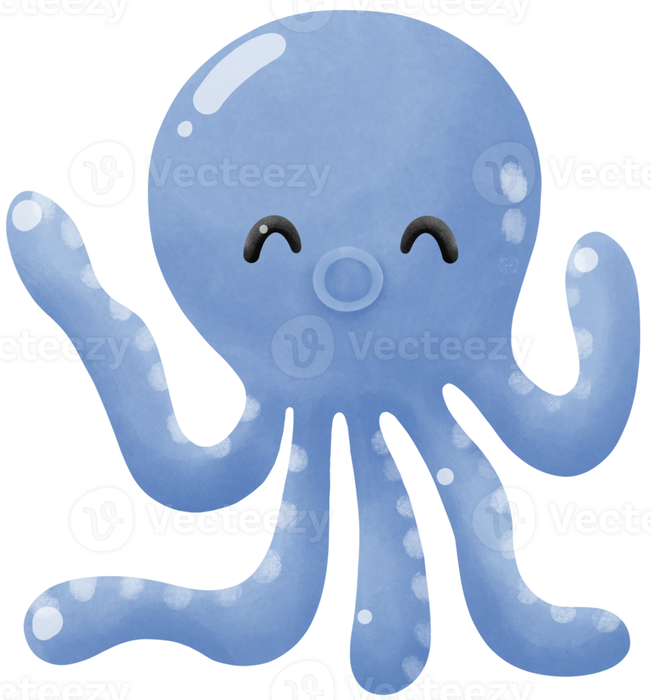Blue squid animal png