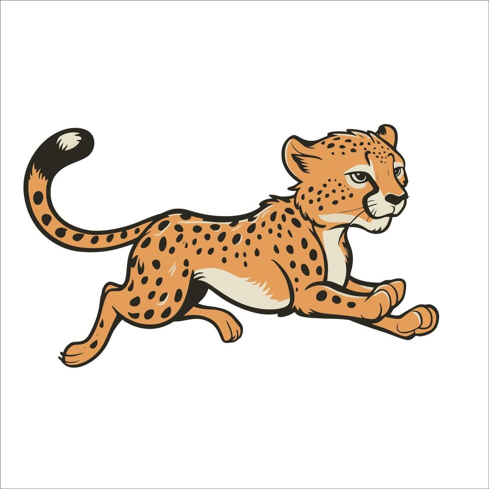 cartoon illustration of a cheetah running vector