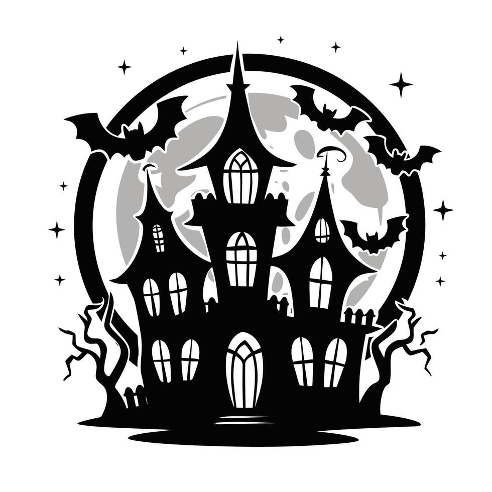 halloween haunted gothic house silhouette vector