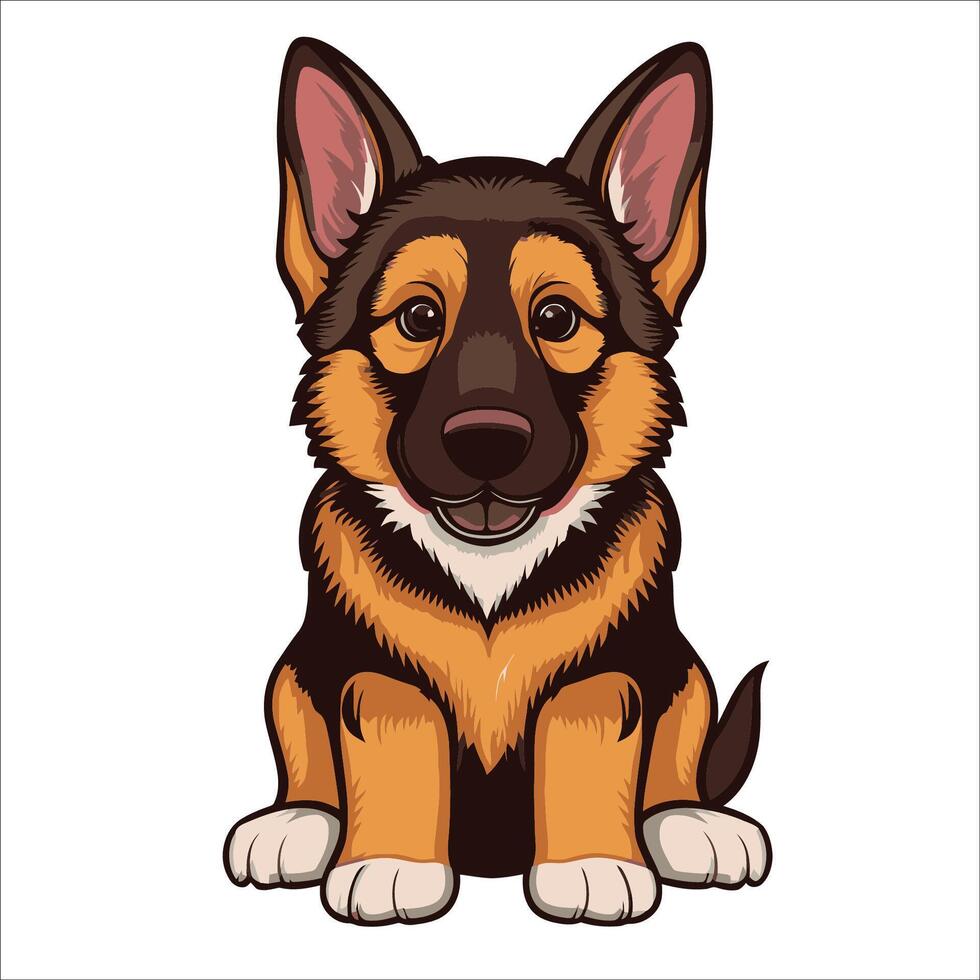 Cute german shepherd puppy illustration vector