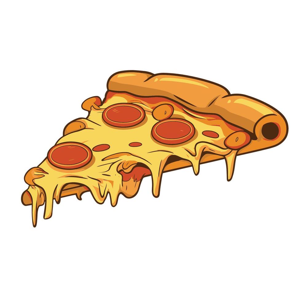 dibujos animados caseoso pepperoni Pizza rebanada vector