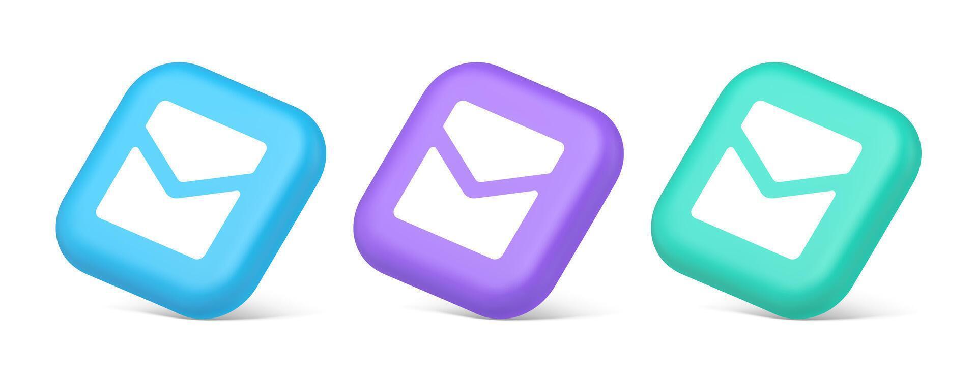 Email letter incoming message closed envelope mobile application button 3d realistic isometric icon vector
