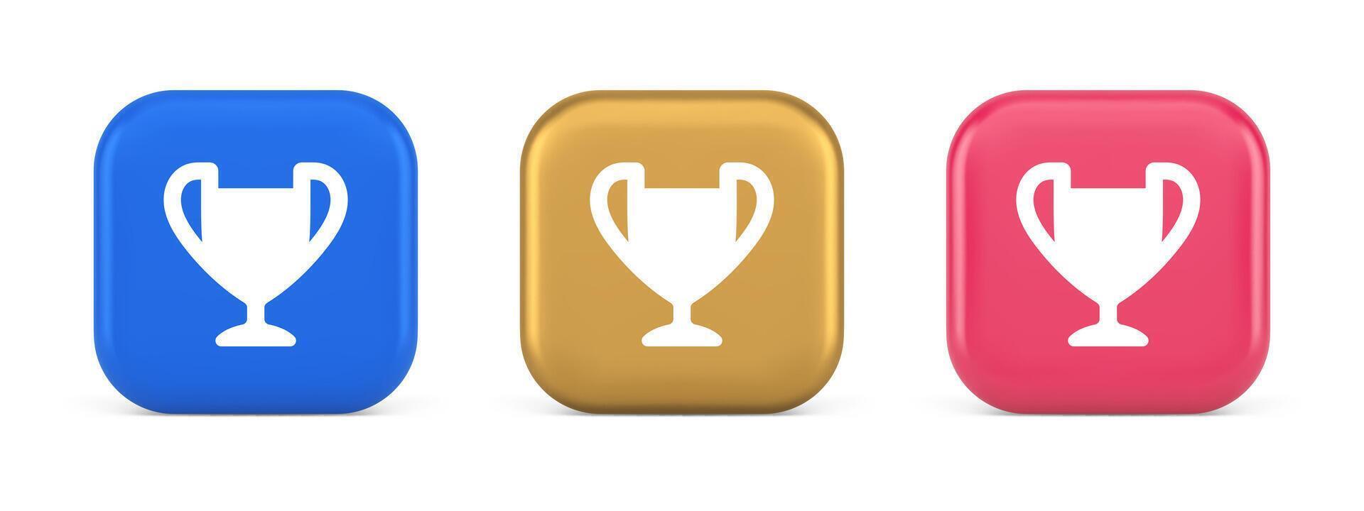 Cup trophy award best win achievement button first place game online connection 3d icon vector