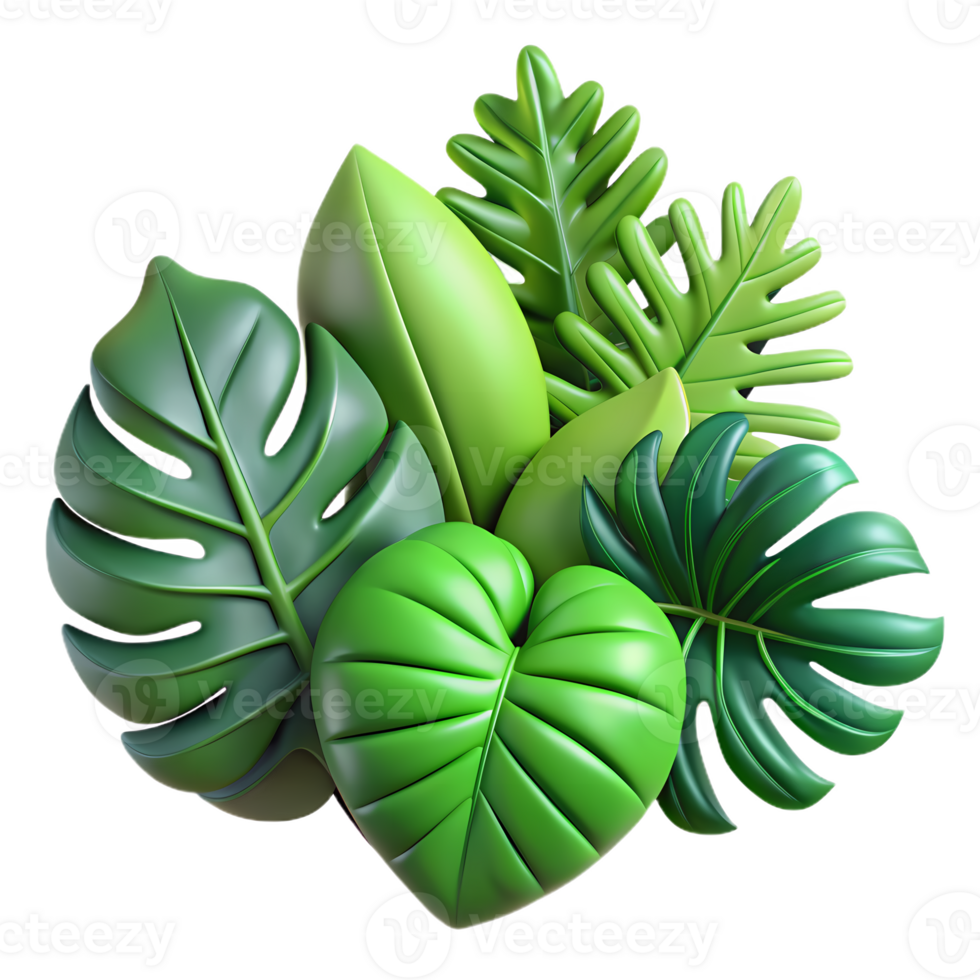 3d green leaf icon, nature-inspired design, eco-friendly app element, botanical digital decor for modern branding png