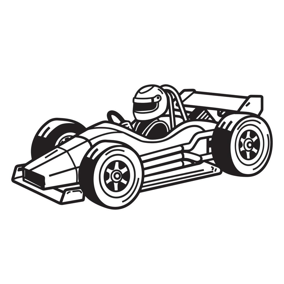 go-kart con conductor clipart ilustración vector