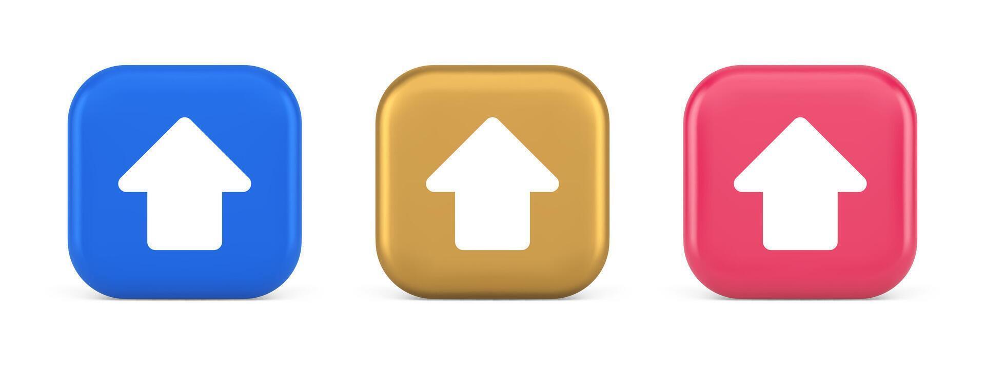 Arrow up button directional pointer cyberspace cursor 3d realistic icon vector