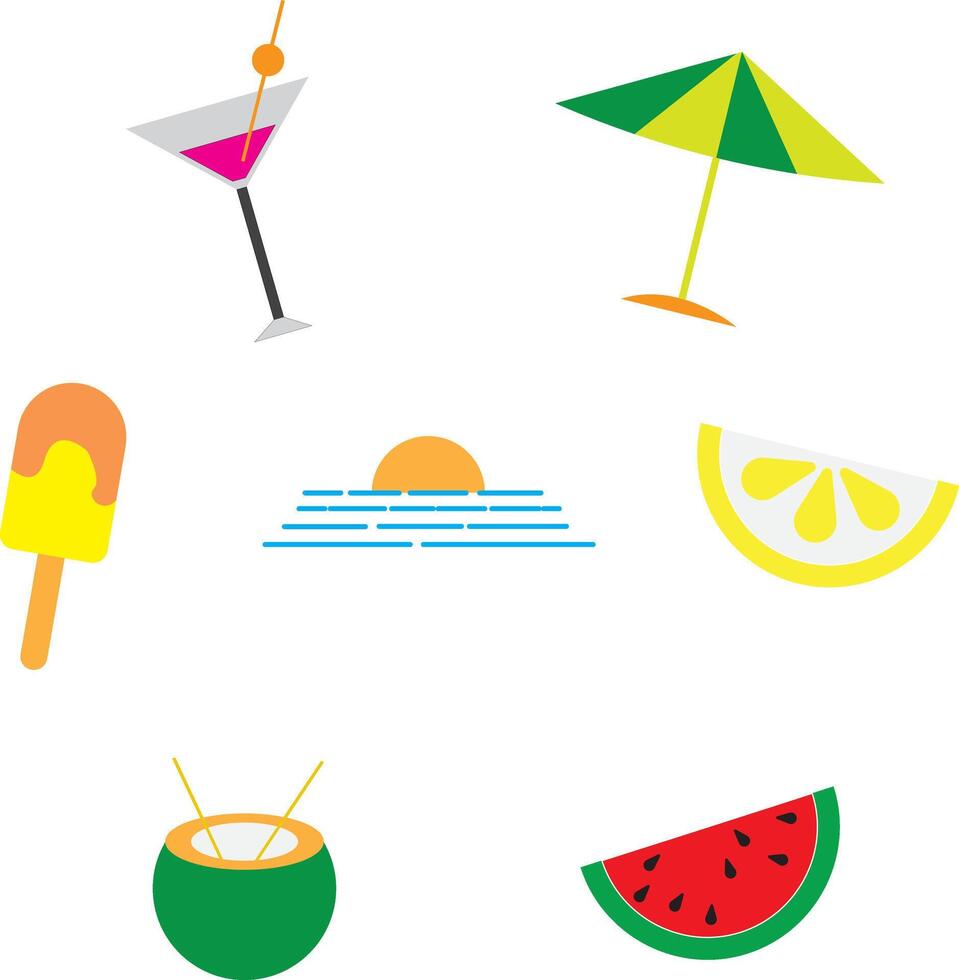 set of summer icons design vector