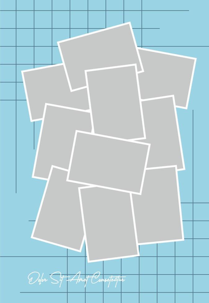 Pictures or photos frame collage. comics page grid layout abstract photo frames and digital photo wall template vector