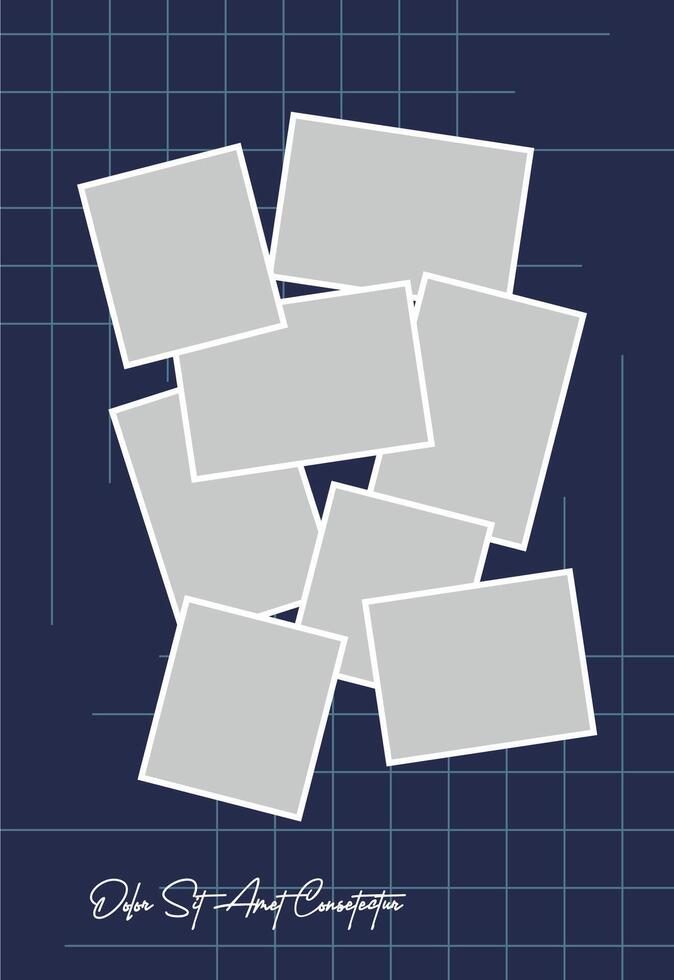 Pictures or photos frame collage. comics page grid layout abstract photo frames and digital photo wall template vector