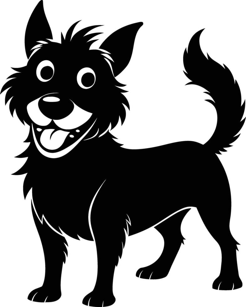 Black and white silhouette of a happy dog vector