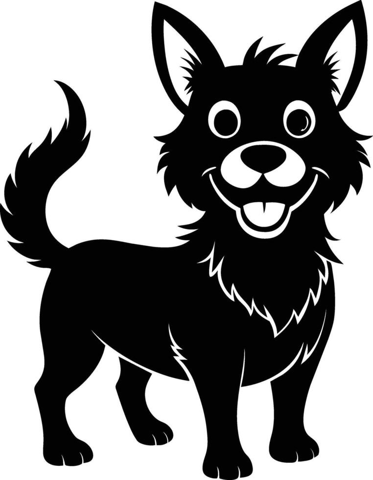 Black and white silhouette of a happy dog vector