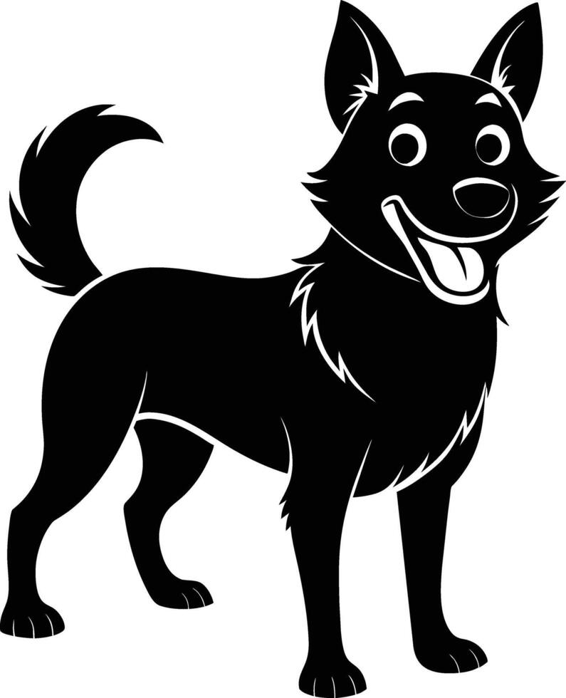 Black and white silhouette of a happy dog vector