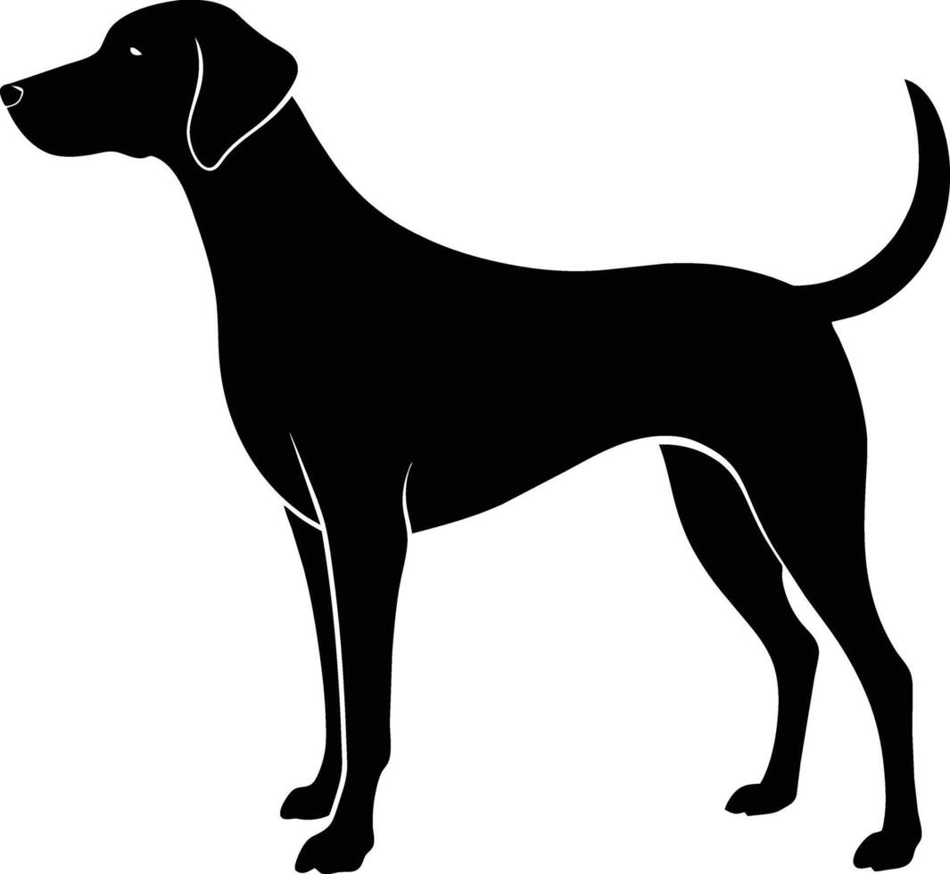Black and white silhouette of a Hunting dog standing vector