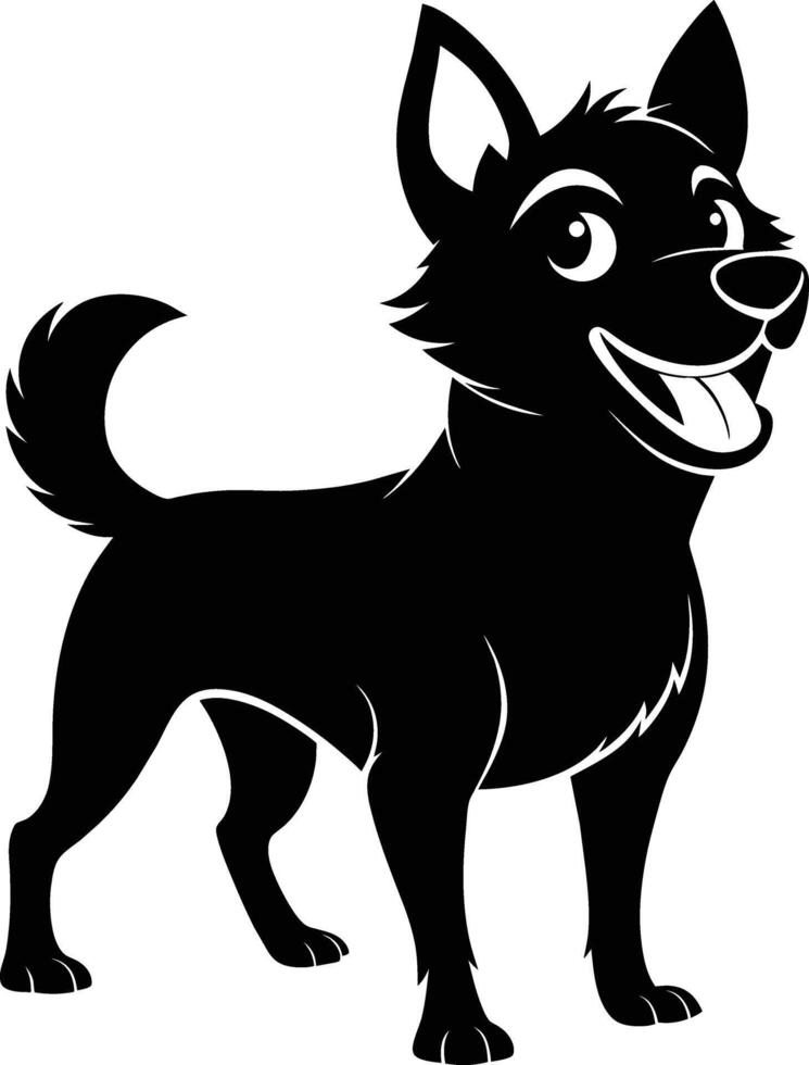 Black and white silhouette of a happy dog vector