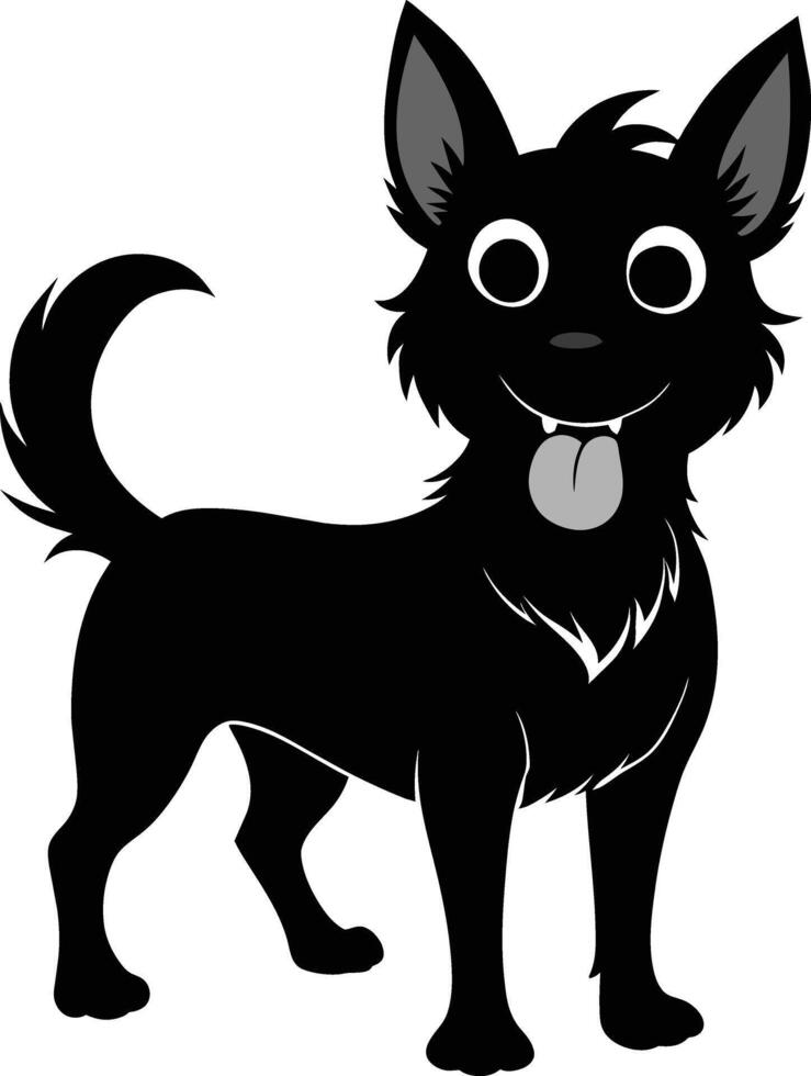 Black and white silhouette of a happy dog vector