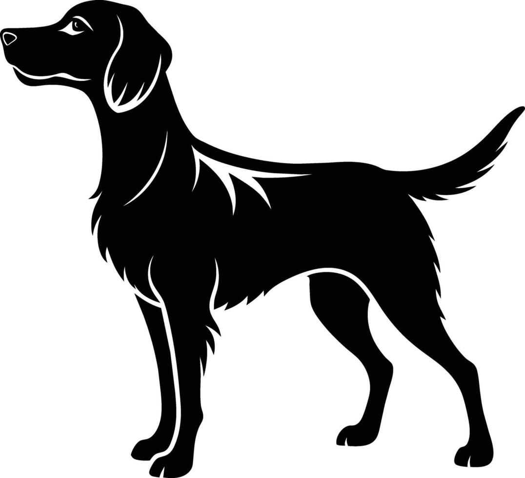 Black and white silhouette of a Hunting dog standing vector