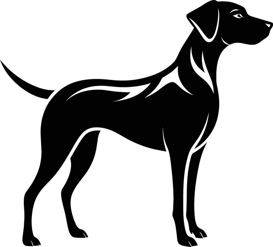 Black and white silhouette of a Hunting dog standing vector