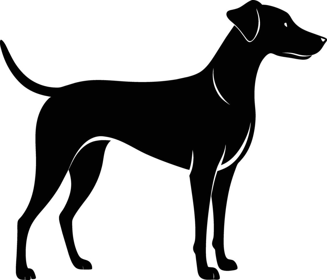 Black and white silhouette of a Hunting dog standing vector
