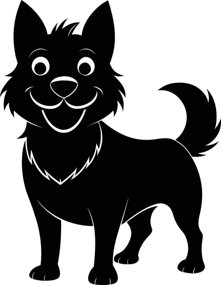 Black and white silhouette of a happy dog vector