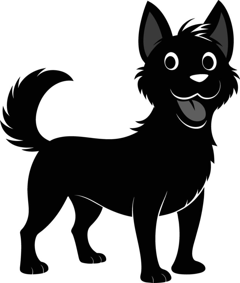 Black and white silhouette of a happy dog vector