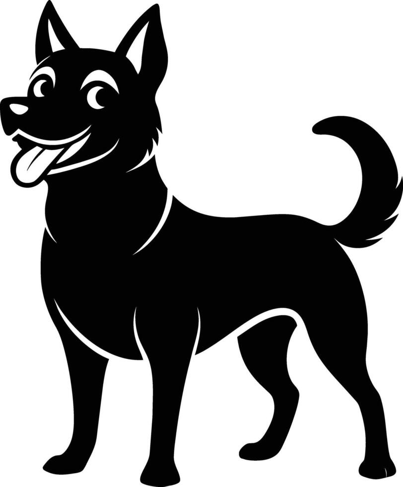 Black and white silhouette of a happy dog vector