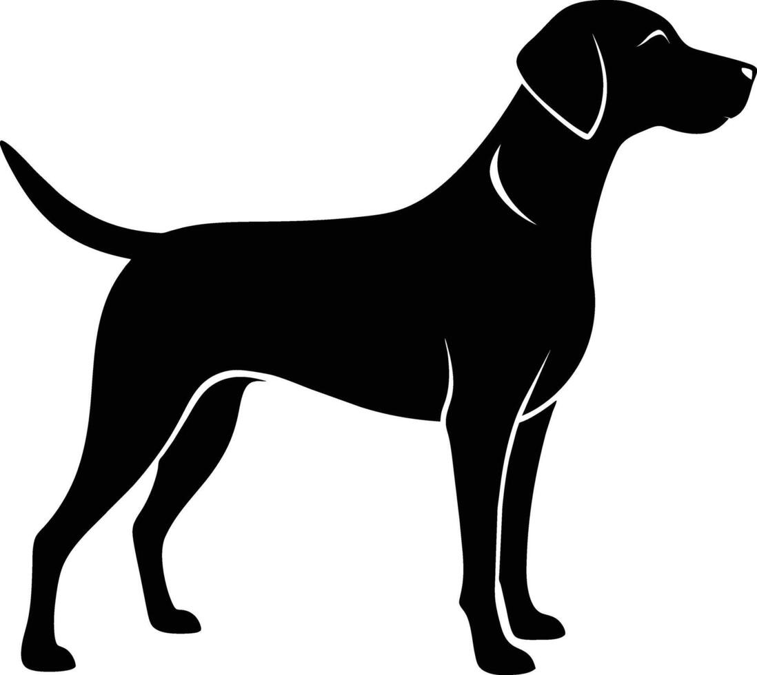 Black and white silhouette of a Hunting dog standing vector