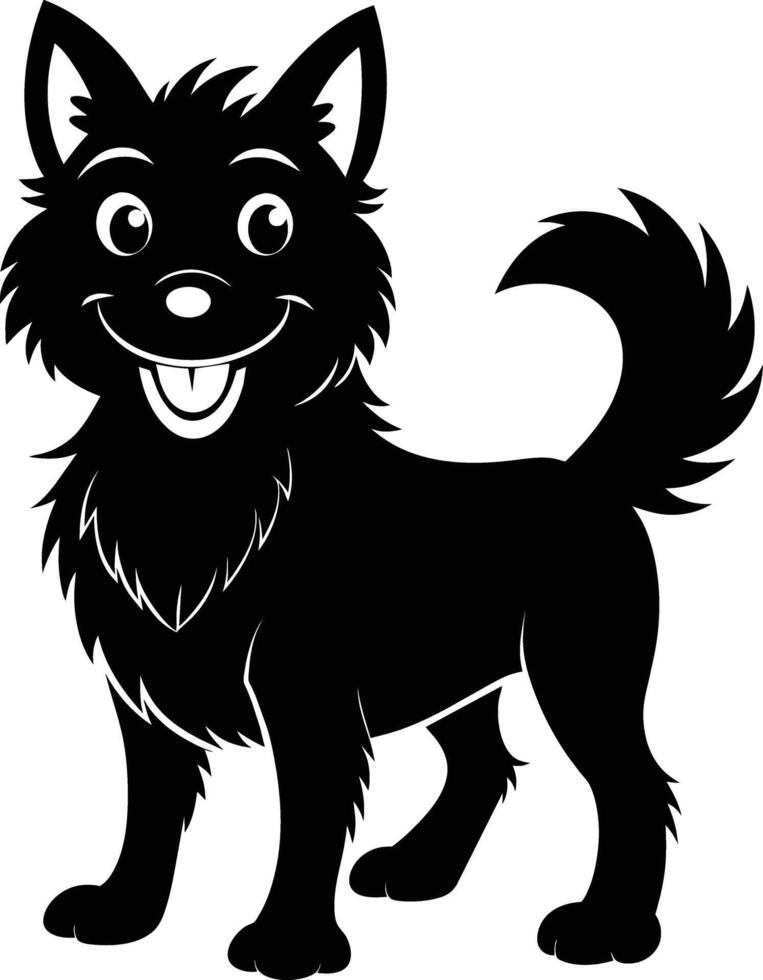 Black and white silhouette of a happy dog vector