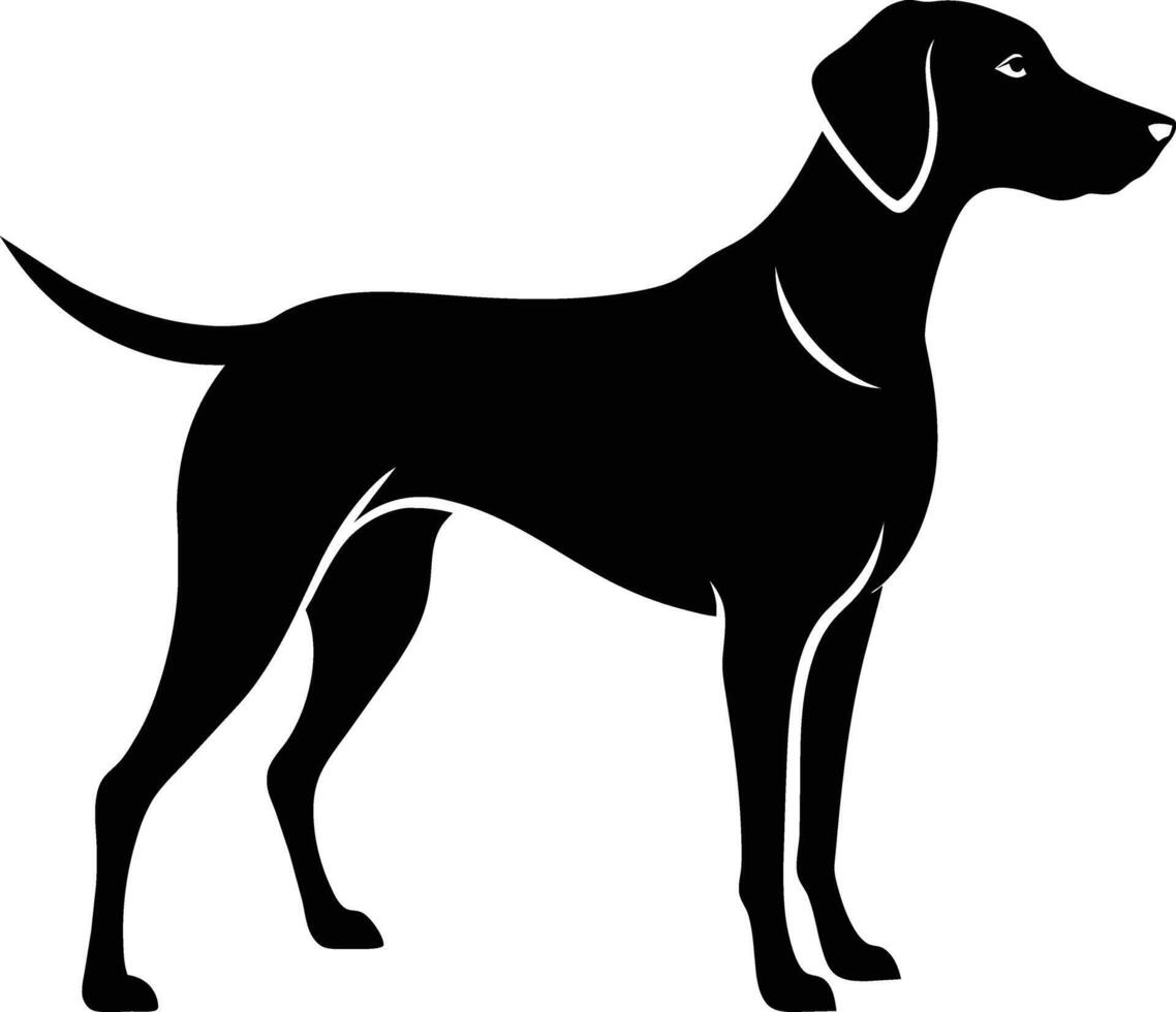 Black and white silhouette of a Hunting dog standing vector