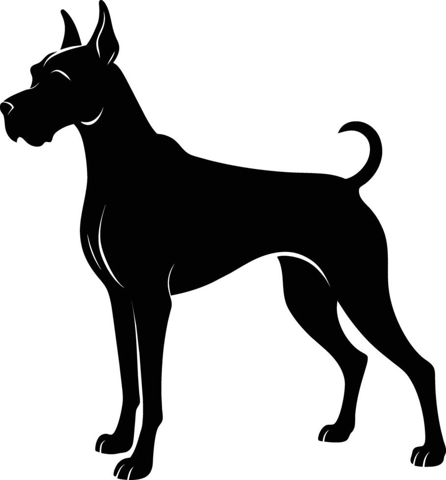 Black and white silhouette of a boxer dog standing vector