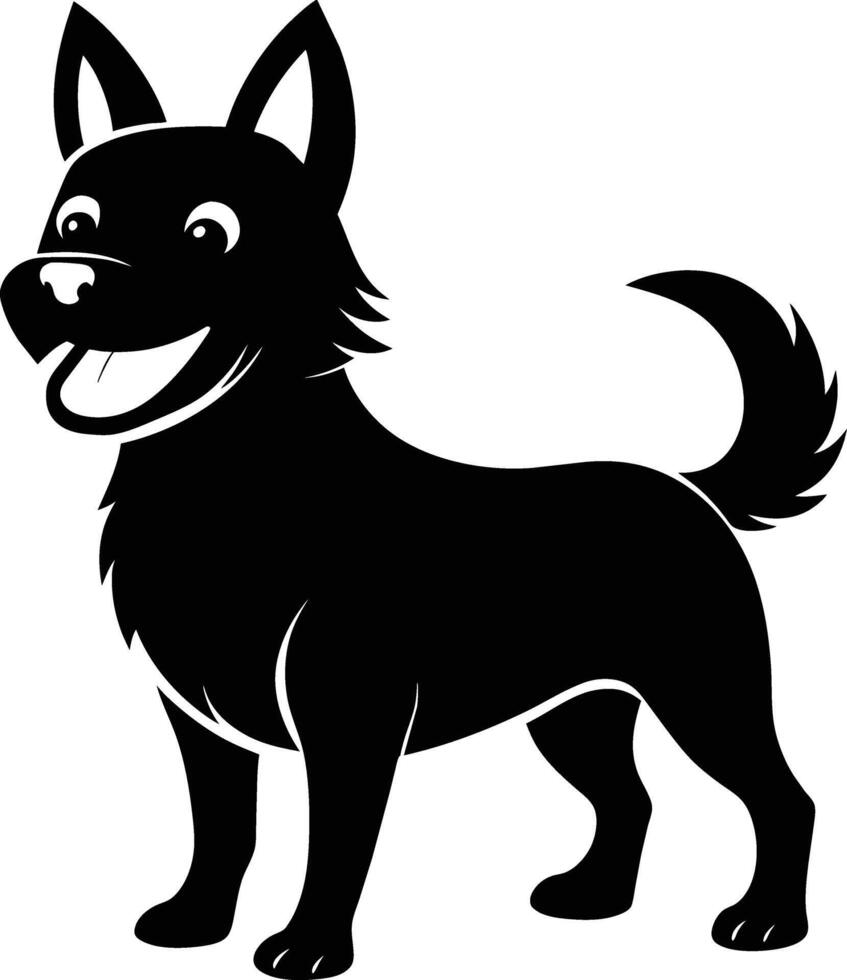 Black and white silhouette of a happy dog vector