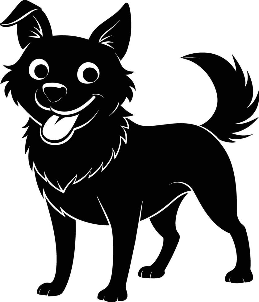 Black and white silhouette of a happy dog vector