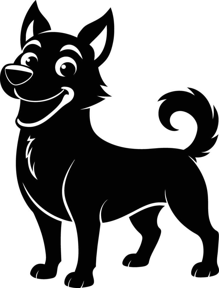 Black and white silhouette of a happy dog vector