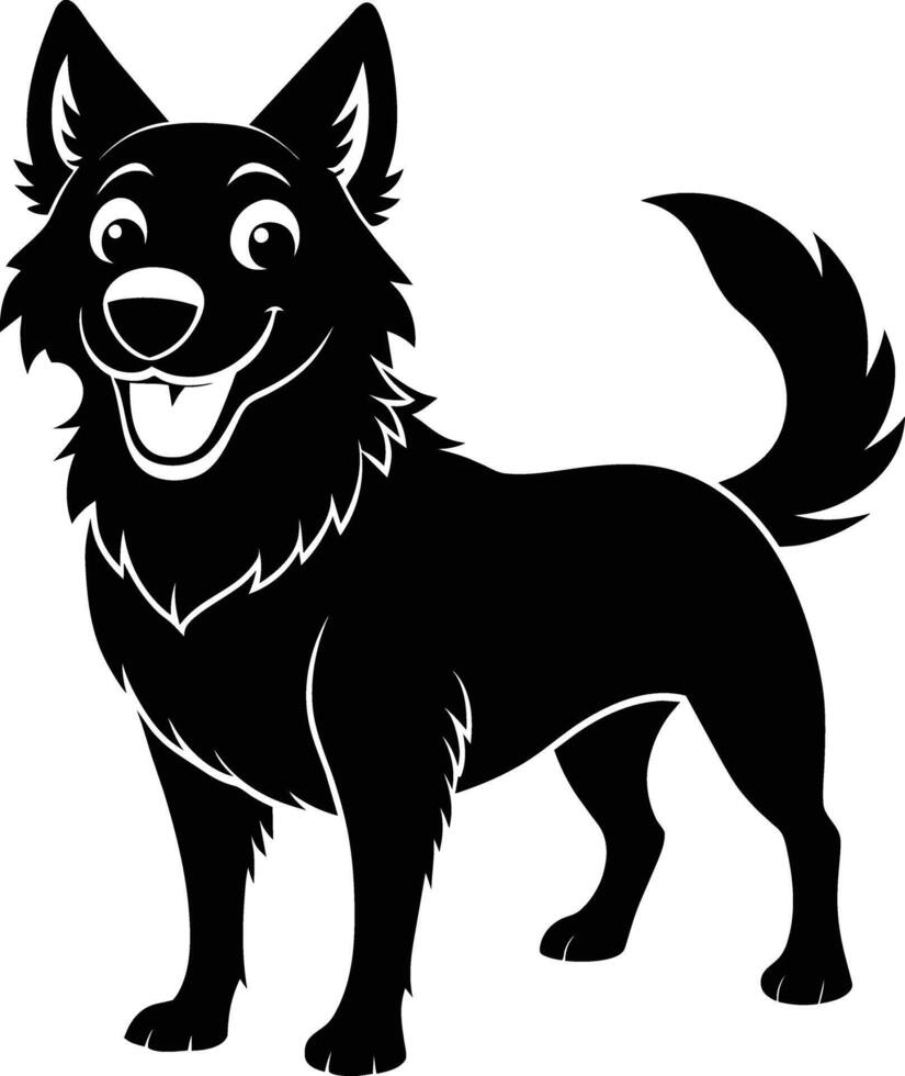 Black and white silhouette of a happy dog vector