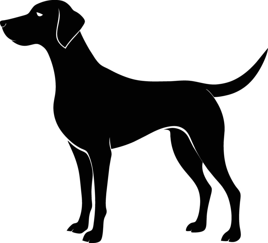 Black and white silhouette of a Hunting dog standing vector