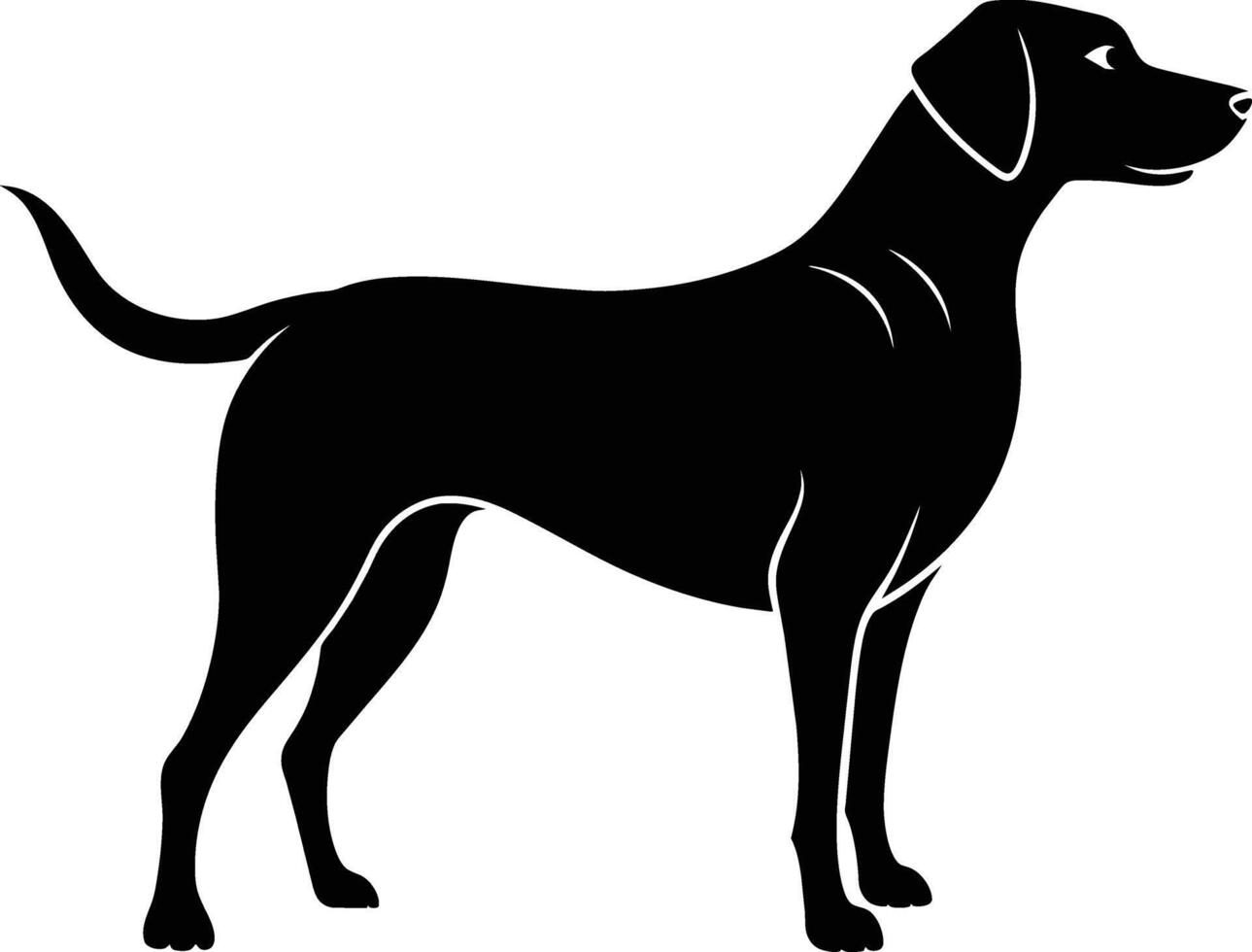 Black and white silhouette of a Hunting dog standing vector