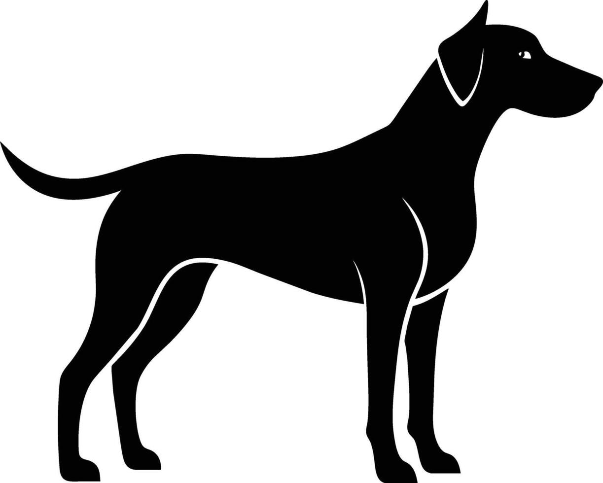 Black and white silhouette of a Hunting dog standing vector