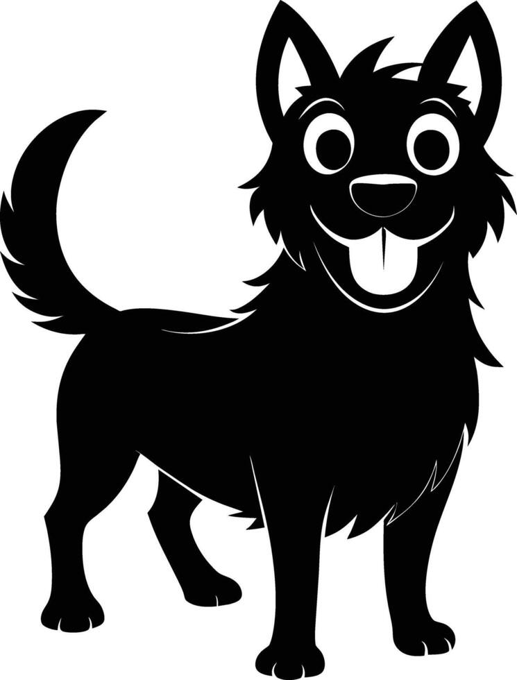 Black and white silhouette of a happy dog vector