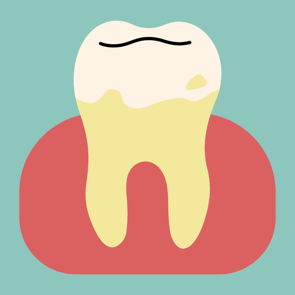 Tooth single 10 cute on a blue-green background, illustration. vector