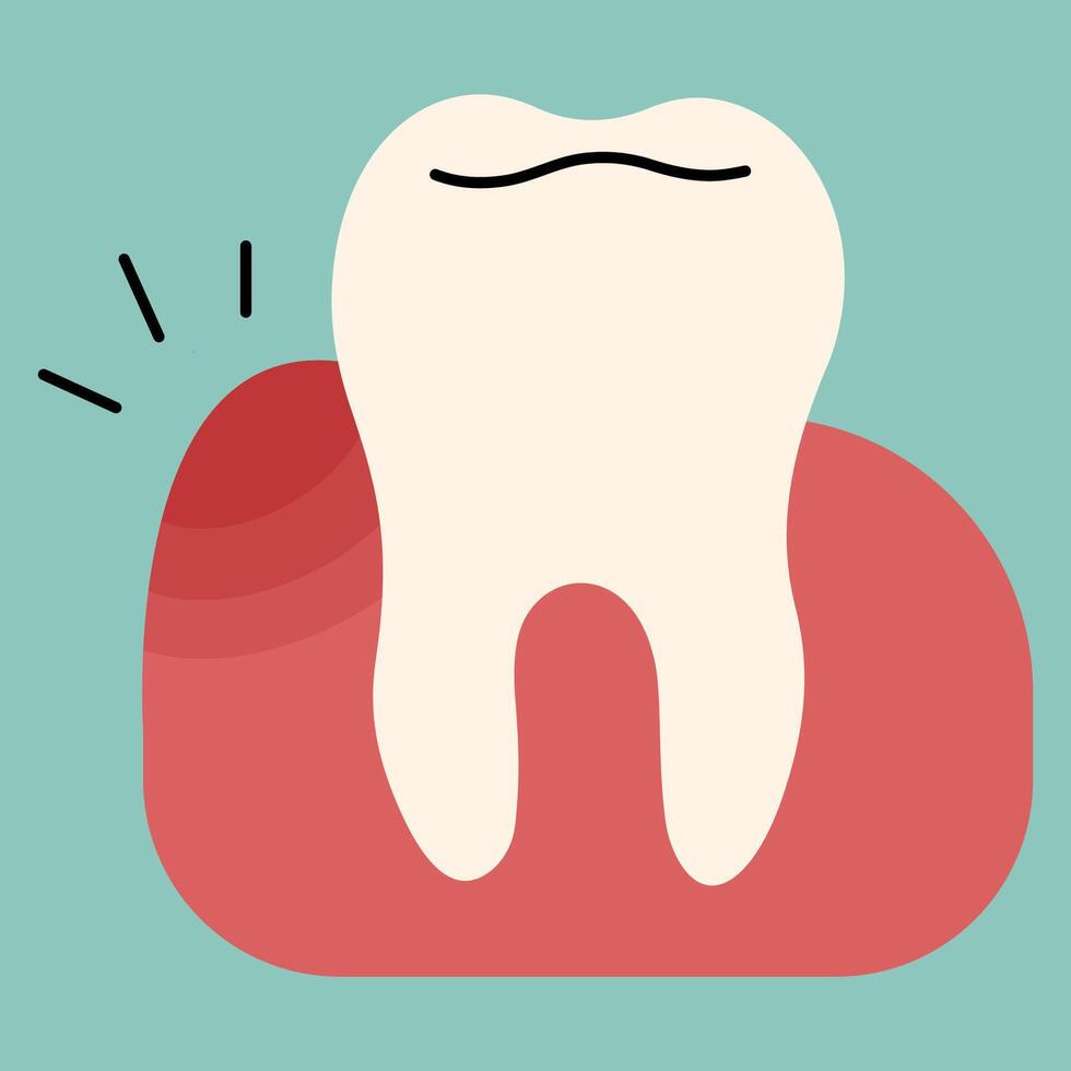 Tooth single 12 cute on a blue-green background, illustration. vector