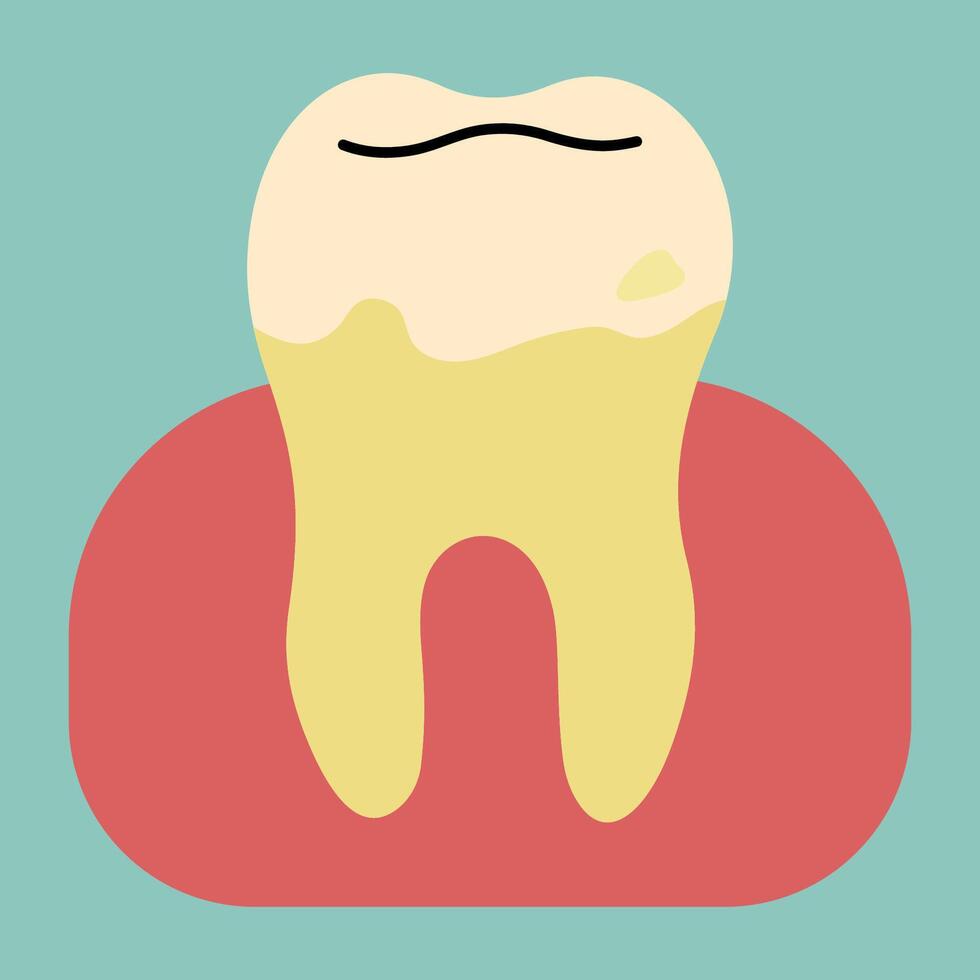 Tooth single cute on a blue-green background, illustration. vector