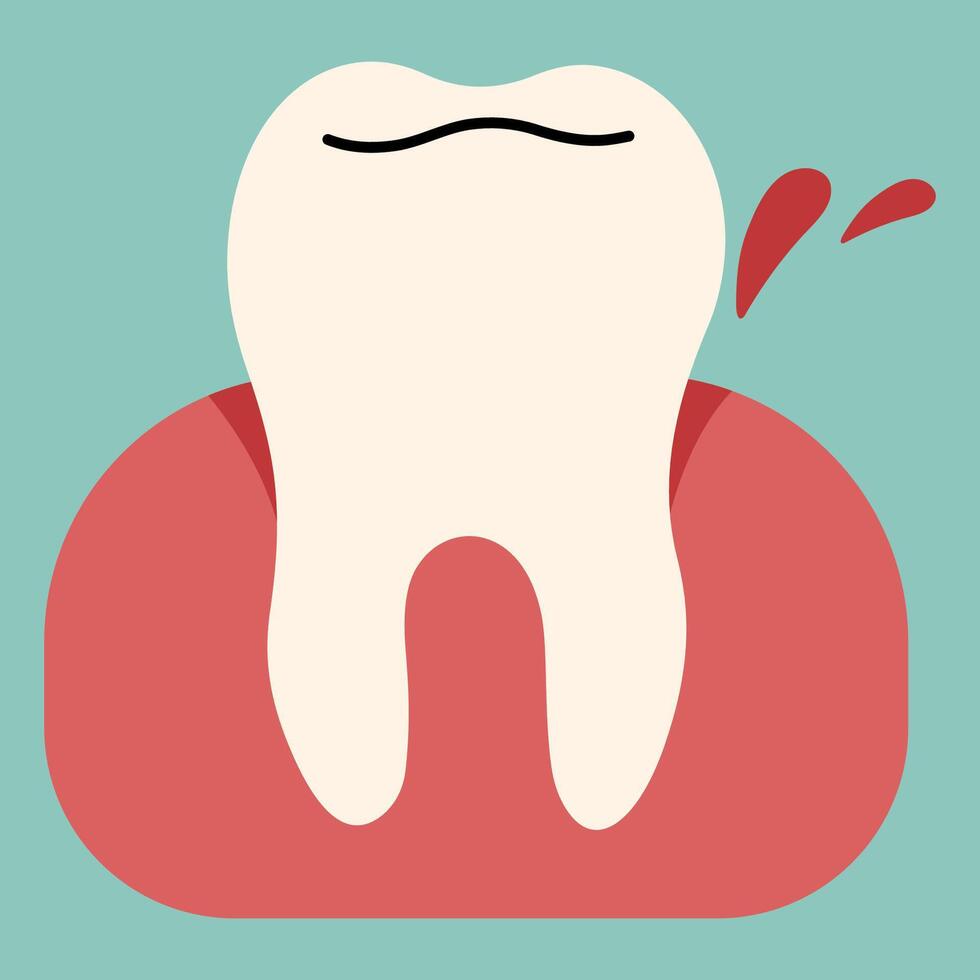 Tooth single 13 on a blue-green background, illustration. vector