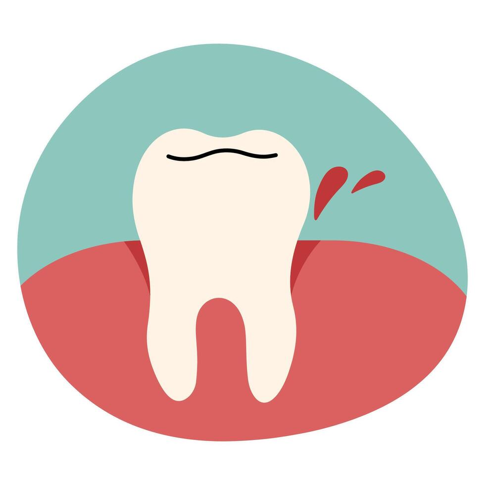 Teeth single 26 cute on a white background, illustration. vector