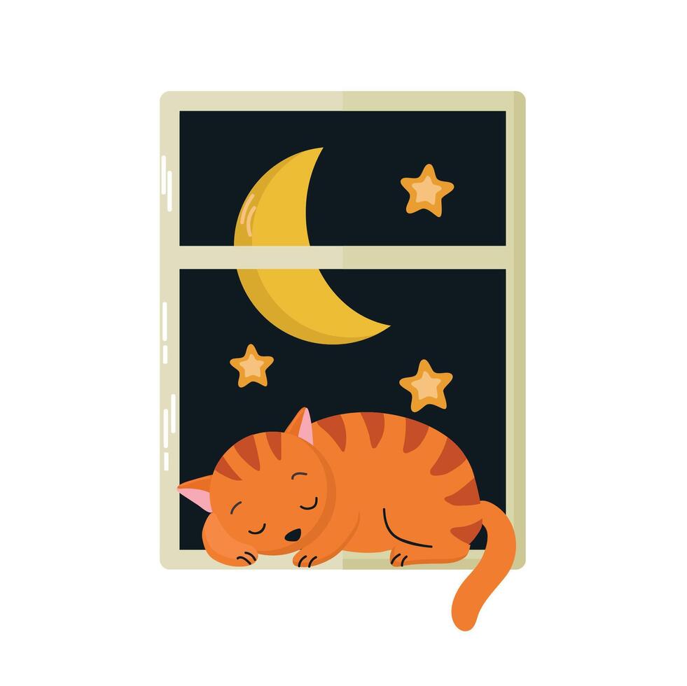 Nap time cat sleeping on window icon clipart avatar logotype isolated illustration vector