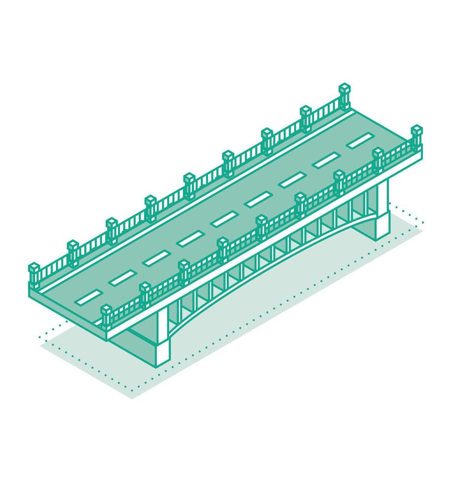 Isometric outline bridge. illustration. Road icon. Urban infrastructure. Highway bridge. vector