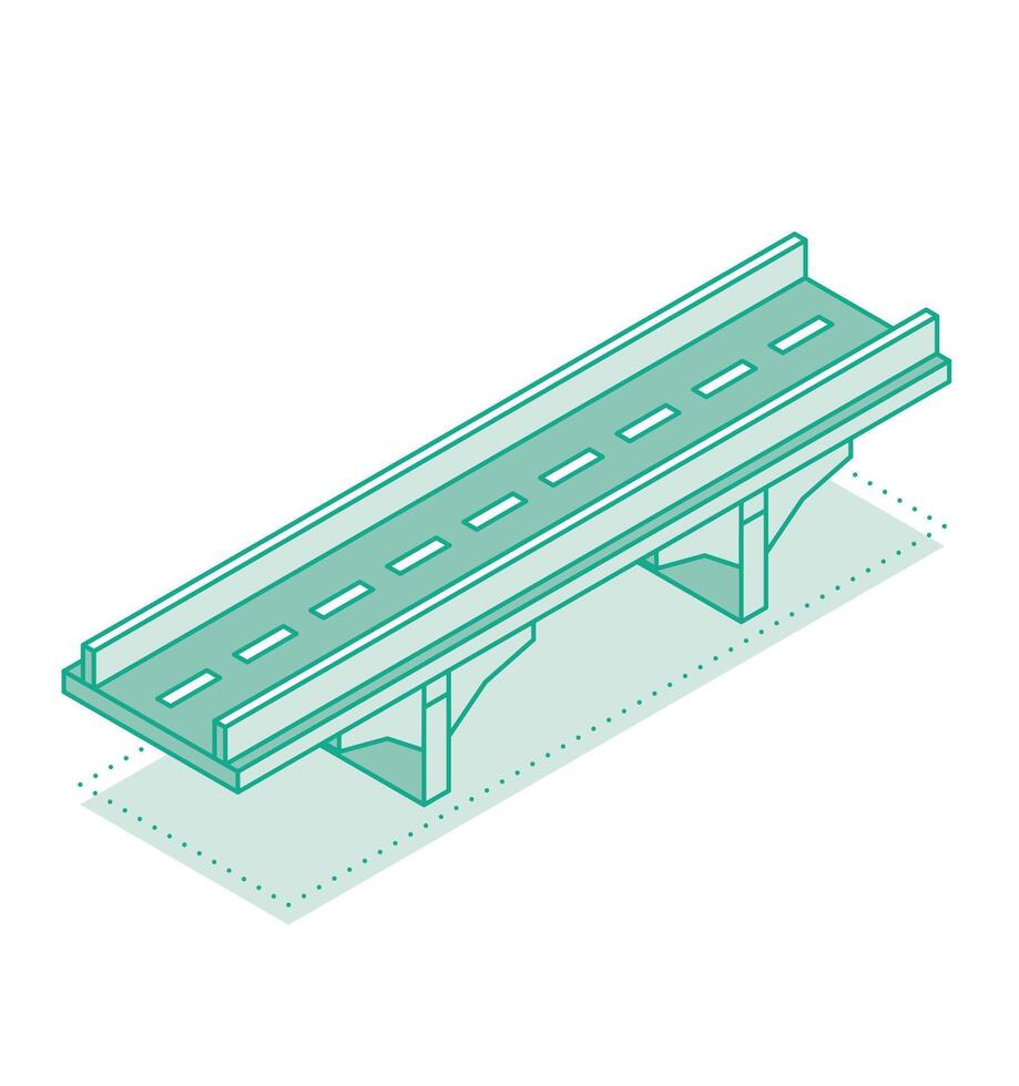 Isometric outline bridge. illustration. Road icon. Urban infrastructure. Highway bridge. vector